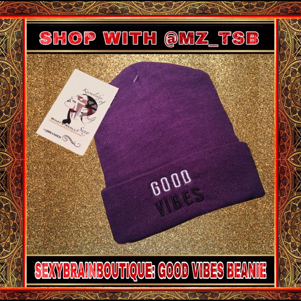 🖤 SEXYBRAINBOUTIQUE: GOOD VIBES BEANIE 🖤